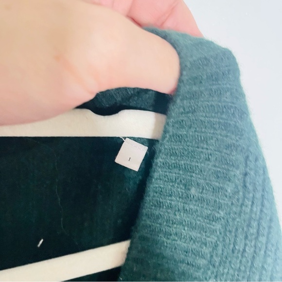 Sandro Floral Lace Trimmed Wool Blend Cardigan Bottle Green Fuzzy Knit Preppy - Picture 5 of 12